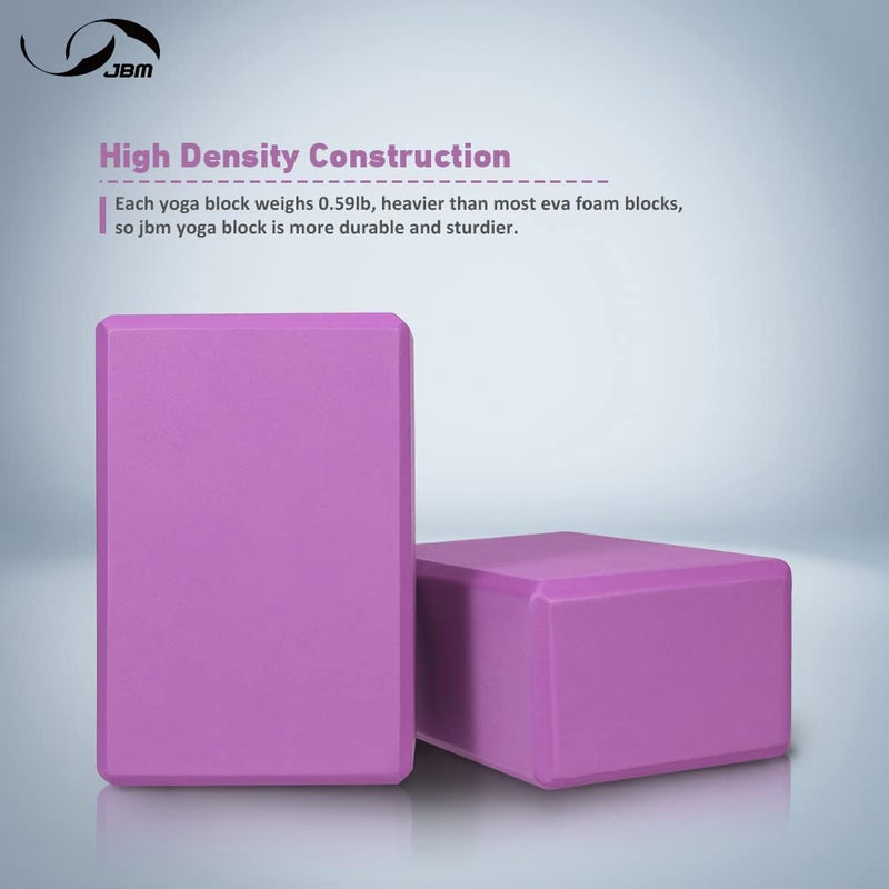 JBM Yoga Block 2 Pack Plus Strap - Cork and High Density EVA Foam Brick in 6 Colors - Lightweight, Odor-Resistant, Moisture-Proof With Metal D-Ring to Support and Deepen Poses - Image 2